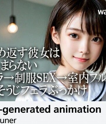 【d_702984】【35分HD】見つめ返す彼女はもう止まらない──胸チラ→制服SEX→室内フルコース→おそうじフェラぶっかけ【AItuner】