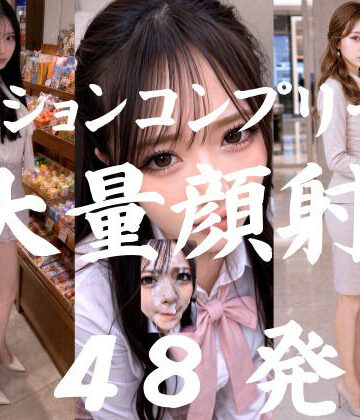【d_779785】大量顔射マン、ショッピングモール縛りの射精ミッション27人＋おまけ21人、ミッションクリアを目標に大量顔射するオムニバス【4K超画質縦動画】 】Facial Compilation【AI顔射同好会】