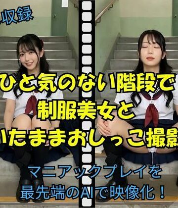 【d_785471】ひと気のない階段で制服美女と穿いたままおしっこ撮影会【Pochi-Pochi】