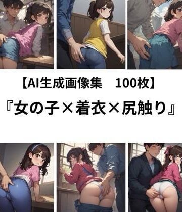 【d_813000】【AI 生成画像集/100枚】女の子×着衣×尻触り【健全地帯】
