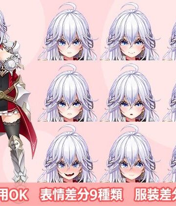 【d_823947】【立ち絵素材R18】誇り高き銀髪の女騎士 フルセットPSDパック【空想番外地】