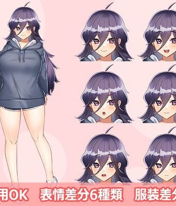 【d_823955】【立ち絵素材R18】ぽっちゃり引きこもり巨乳 フルセットPSDパック【空想番外地】