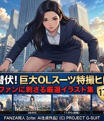 【d_827894】【AIイラスト集】都市潜伏！巨大OLスーツ特撮ヒロイン – 厳選CGコレクション（17枚/2K高画質）【AI-JOE】