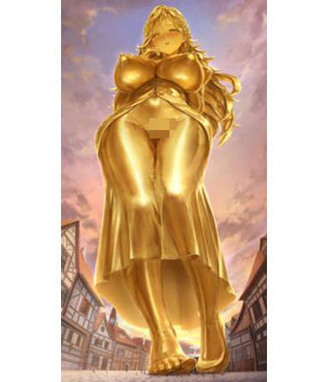 【d_831637】巨大化して黄金像になった酒場の歌姫は広場の女神として崇拝される【状態変化ラボ】