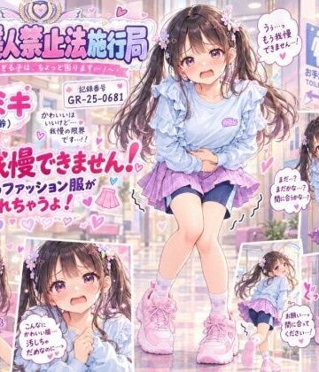 【d_833341】【特別美人禁止法施行局】おしっこ我慢できません！キラコレのファッション服が汚せれちゃう！【新井ミキ（つるぺた年齢）】【特別美人禁止法施行局】