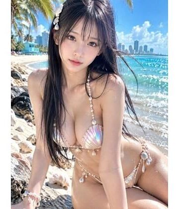 【d_834950】【AI高精細】南国マーメイド〜ひまりの秘密の真珠シェルビキニ日記【豪華10枚組】【lazyborns / LAB】
