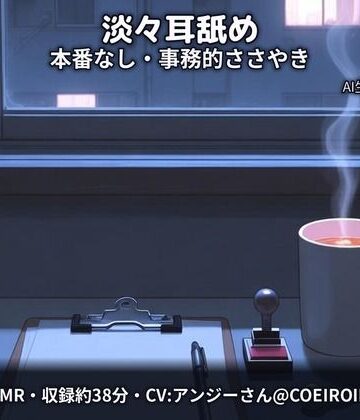 【d_835792】【淡々耳舐め/本番なし】では、右耳から失礼します〜社宅の隣に住む会社の先輩（28歳）が、事務的なささやきのまま耳を舐めてくれる〜【合成音声】【コンティニュエーション】