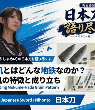 【d_838651】パンチラガチャ★霧島 愛唯（きりしま めい）『日本刀を語り尽くす』第1章-まず「日本刀とは何か」を知る（028-杢目肌とはどんな地鉄なのか？）【Ozone_Layer】